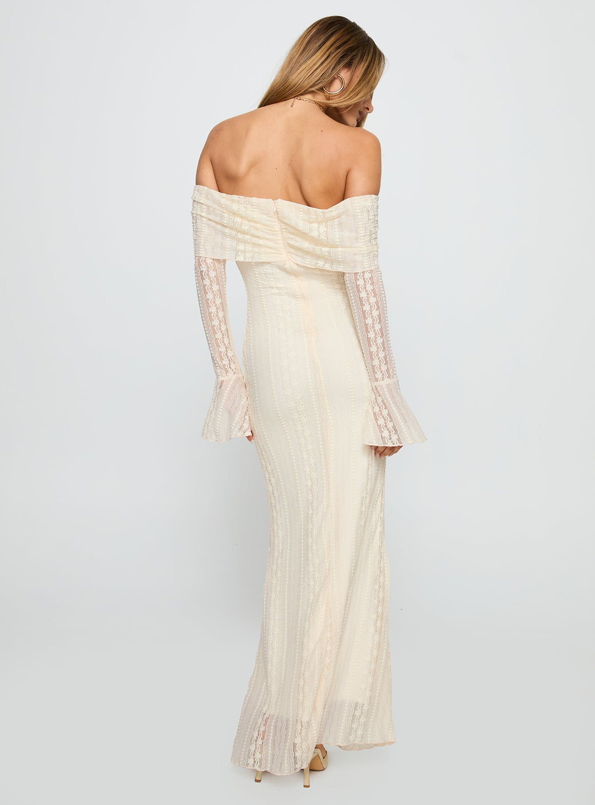 Perdita Long Sleeve Lace Maxi Dress Cream