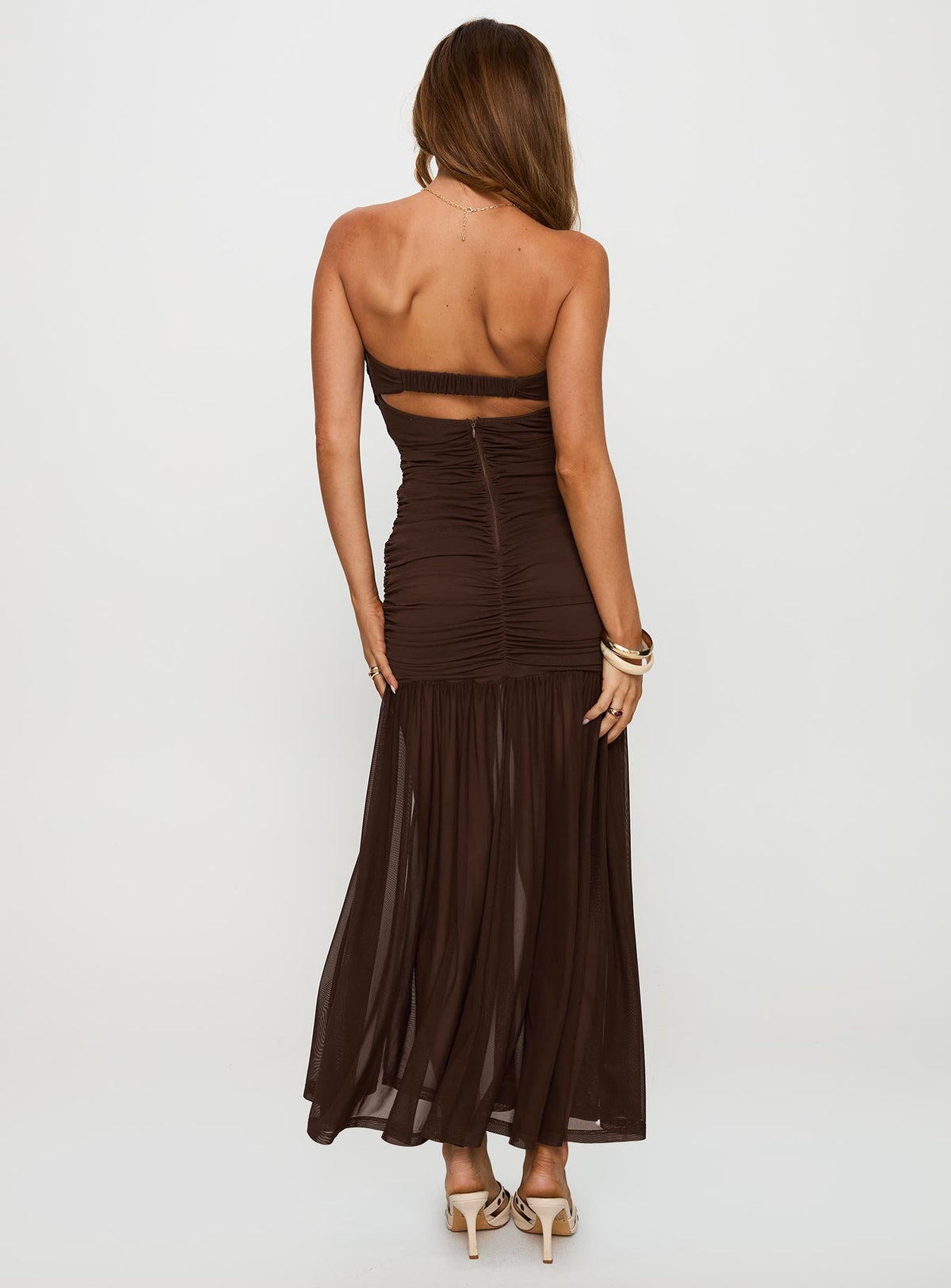 Nevena Strapless Maxi Dress Brown