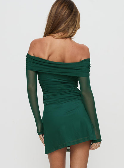 Olympique Long Sleeve Mini Dress Teal