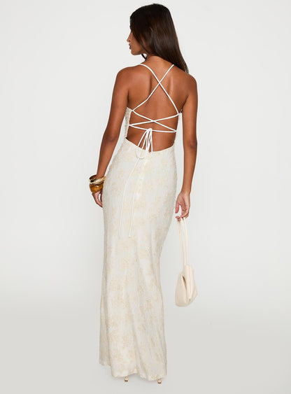 Starcrossed Halter Maxi Dress Cream