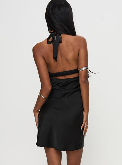 Tempeste Halter Mini Dress Black