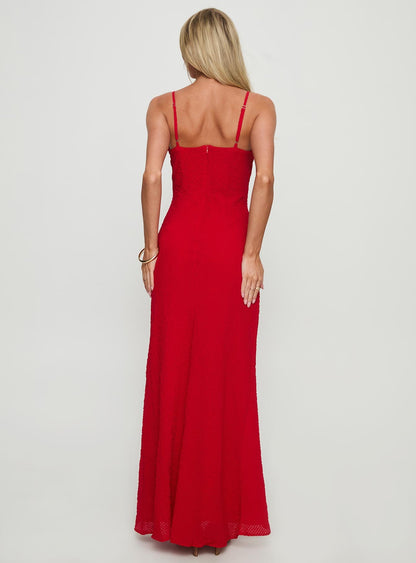 Willah Frill Trim Maxi Dress Red