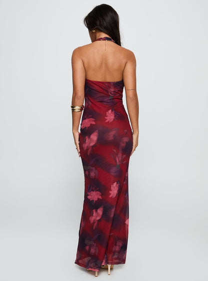 Vixyn Halter Maxi Dress Red Multi