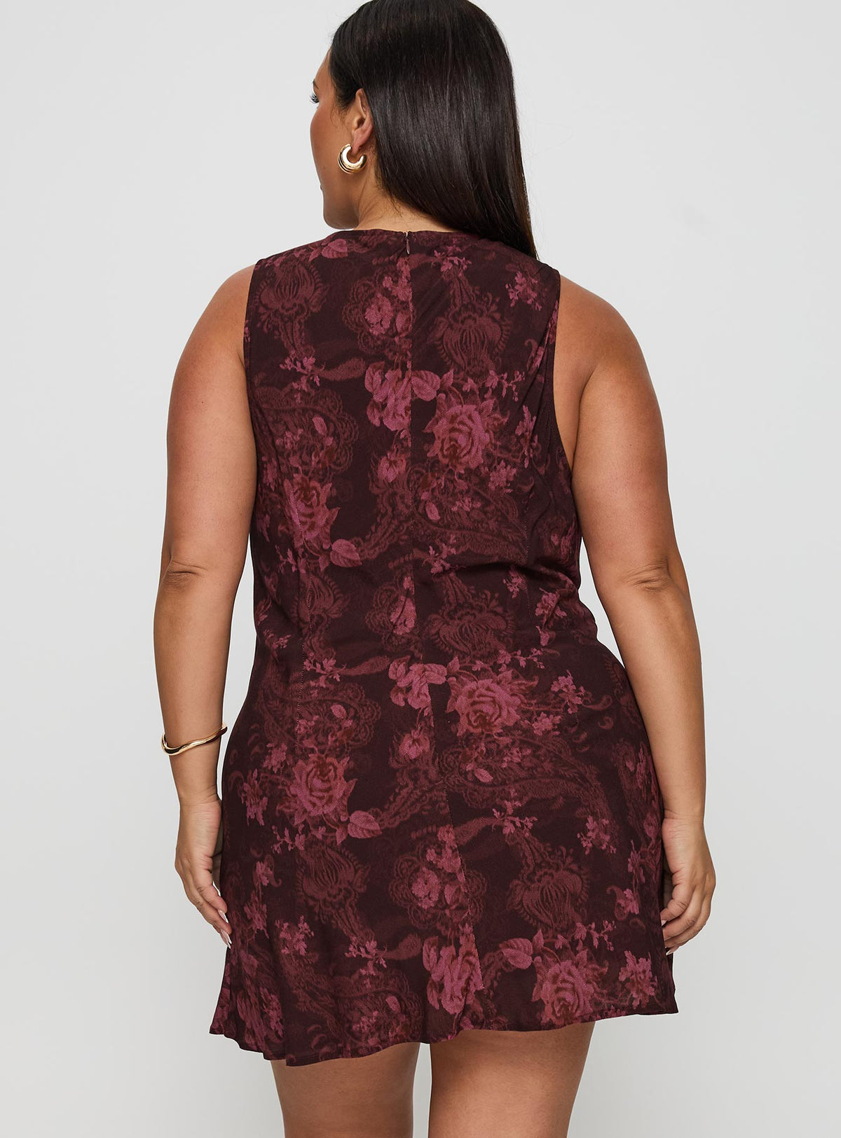 Vivre Mini Dress Burgundy Paisley Curve