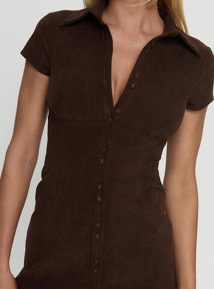 Cottesloe Corduroy Mini Dress Chocolate