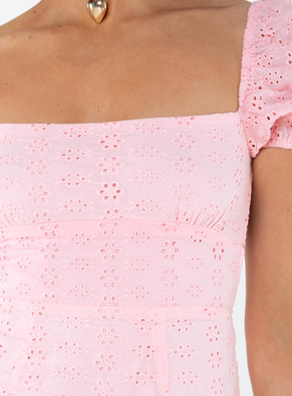 Havena Anglaise Mini Dress Pink
