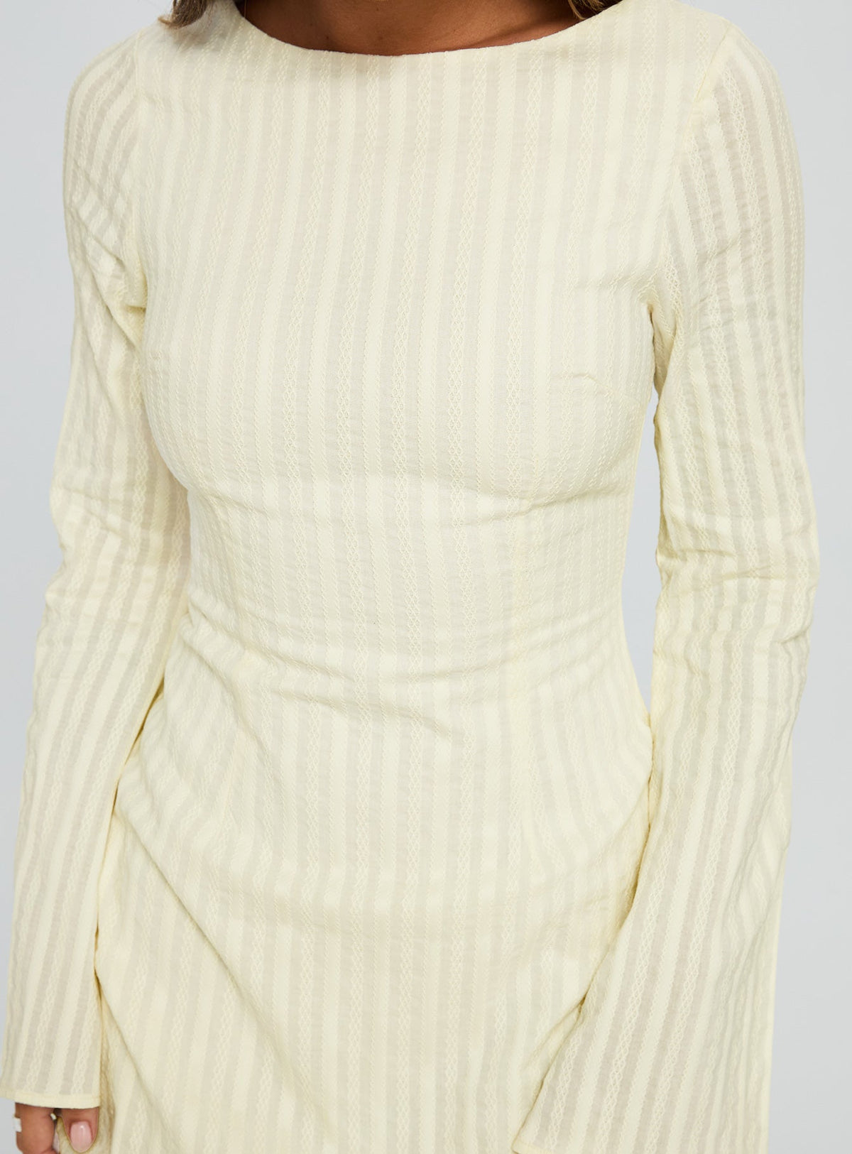 Alfalfa Long Sleeve Mini Dress Cream
