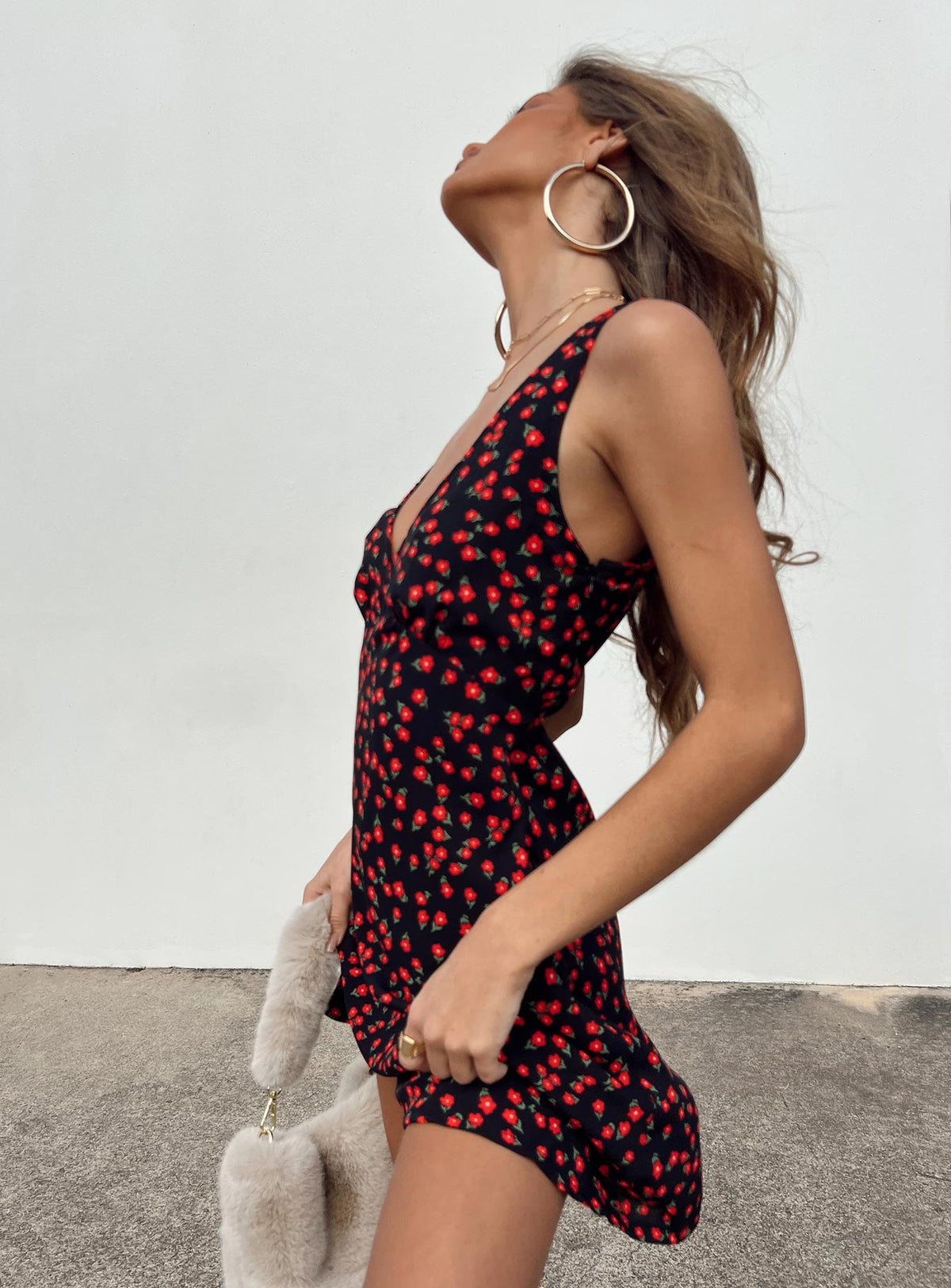 Nellie Mini Dress Black / Red Floral