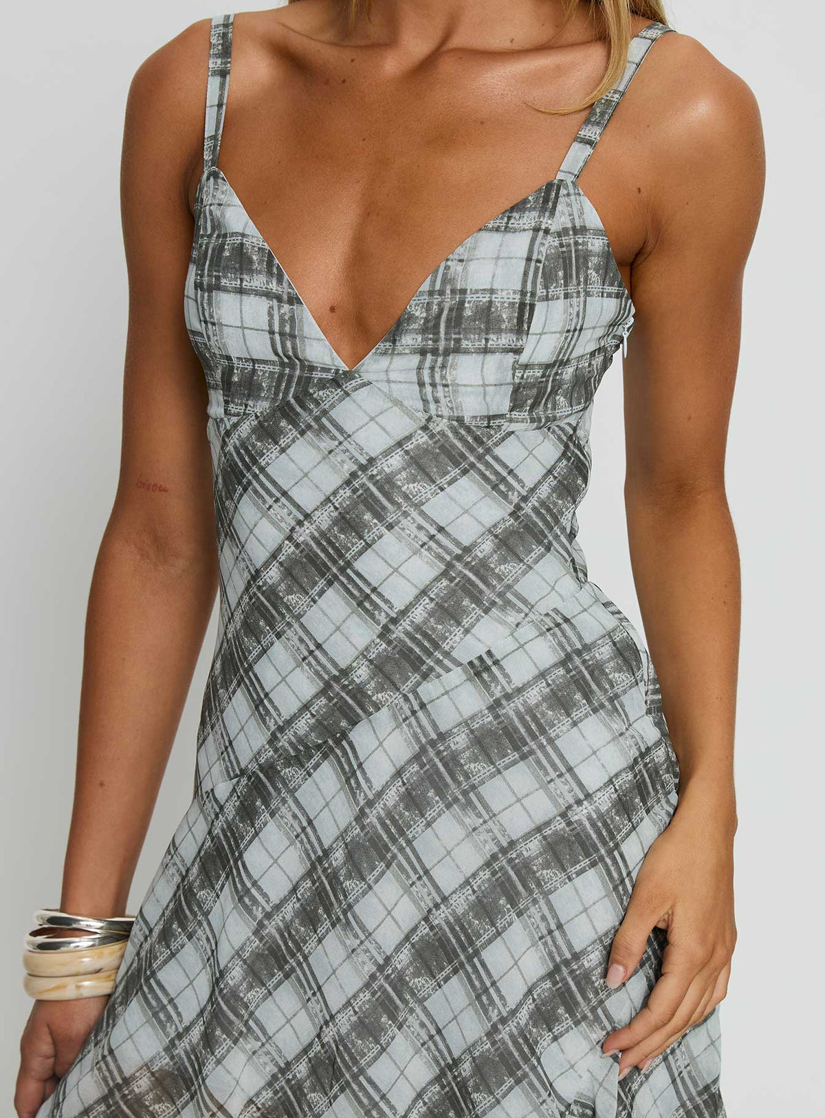 Murisa Asymmetrical Midi Dress Multi Check