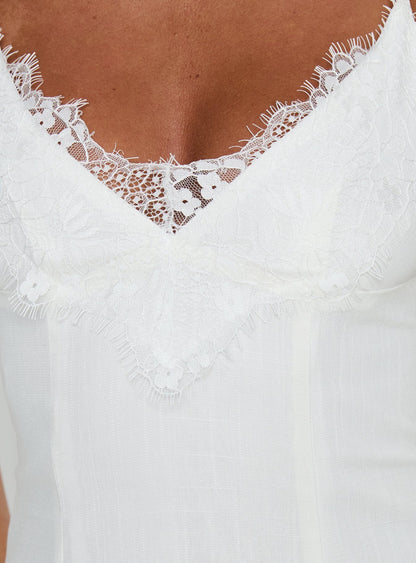 Bloomie Lace Godet Mini Dress White