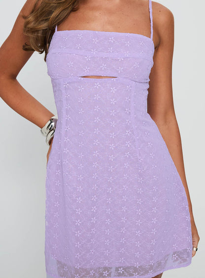 Shelley Embroidered Mini Dress Lilac