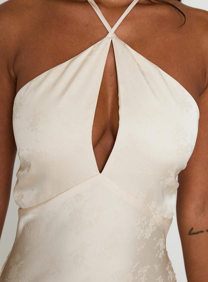 Limosina Halter Maxi Dress Champagne