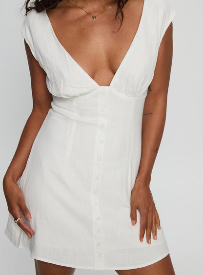 Lover Like Me Linen Mini Dress White