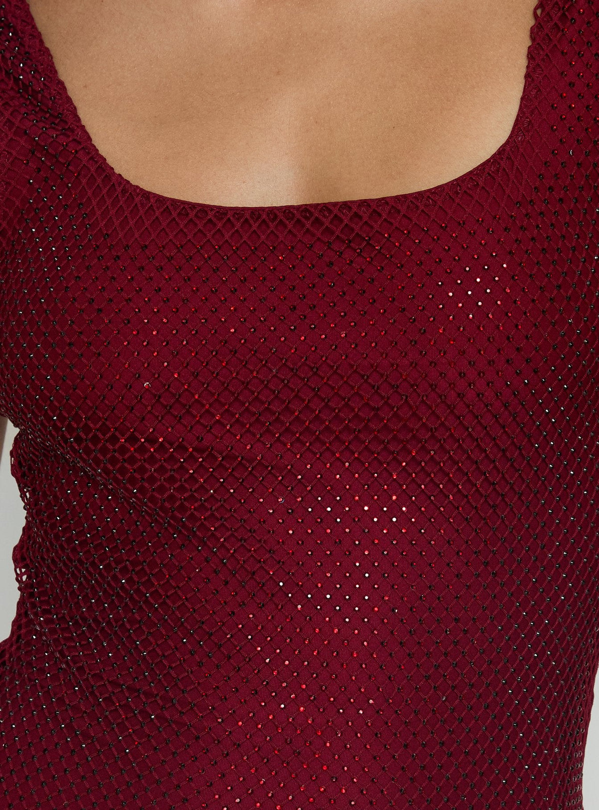Epiphanies Net Mini Dress Burgundy