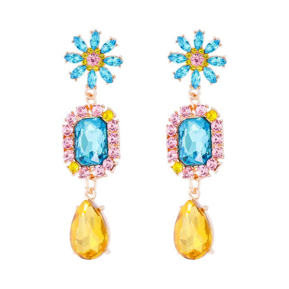 Crystal Flower Water Drop Earrings