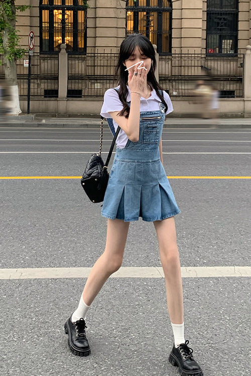 Sexy Cute Folds Denim Mini Dress