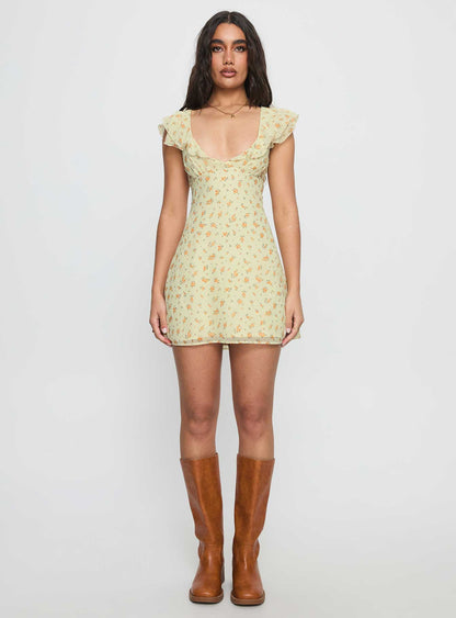 I Guess So Mini Dress Yellow Multi