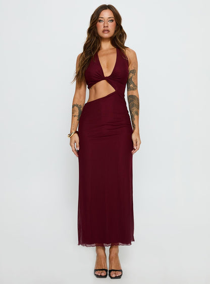 Novalee Keyhole Maxi Dress Burgundy