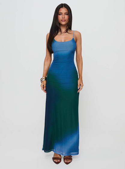Amoret Maxi Dress Blue / Green