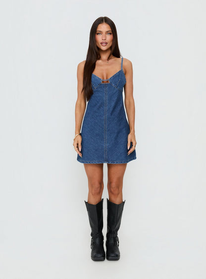 Arwen Denim Mini Dress Blue