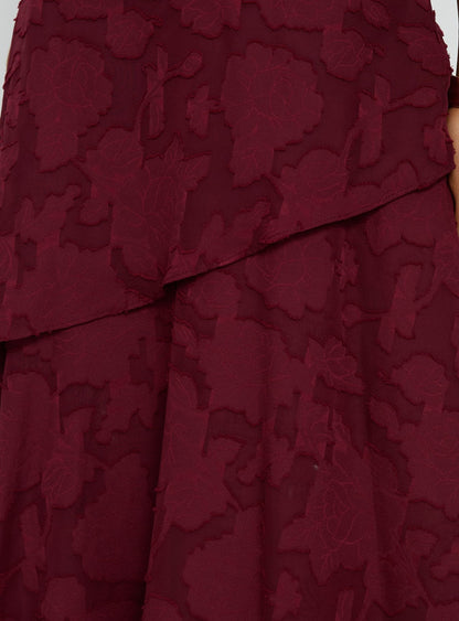 Lyricah Tiered Tie Back Maxi Dress Burgundy