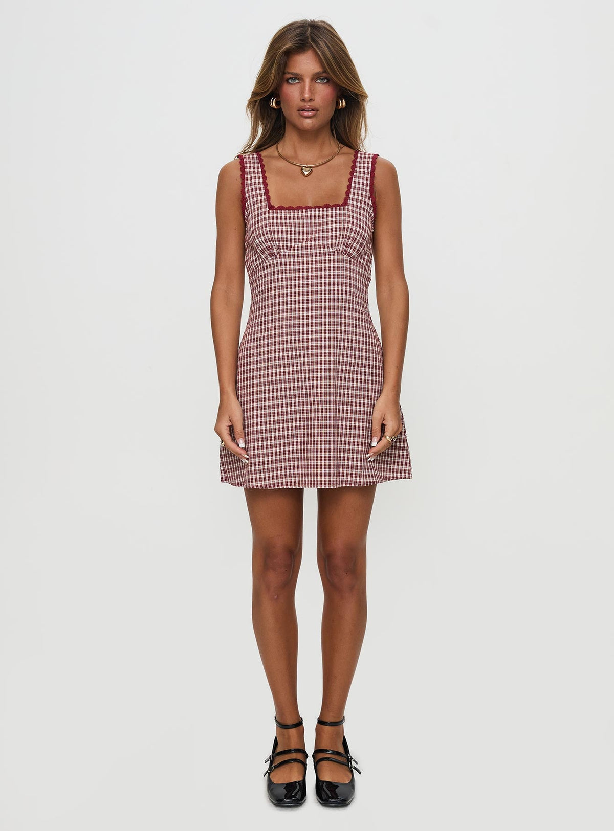 Dasha Mini Dress Red Check Tall
