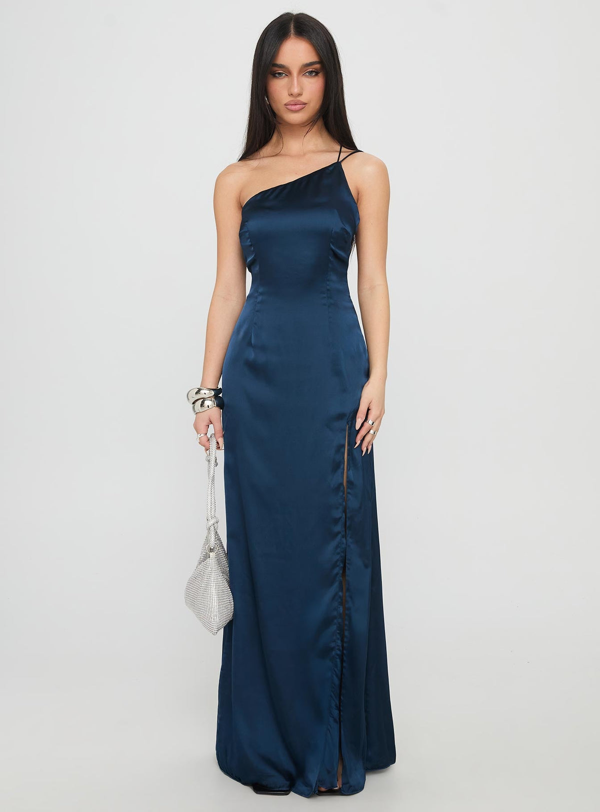 Kiss Of Life Satin Maxi Dress Navy