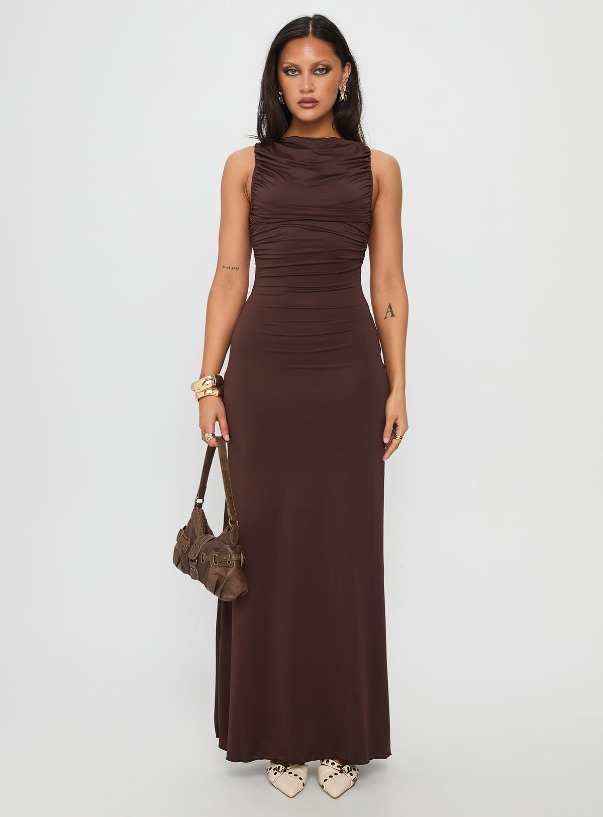 Undeniable Cut Out Maxi Dress Brown