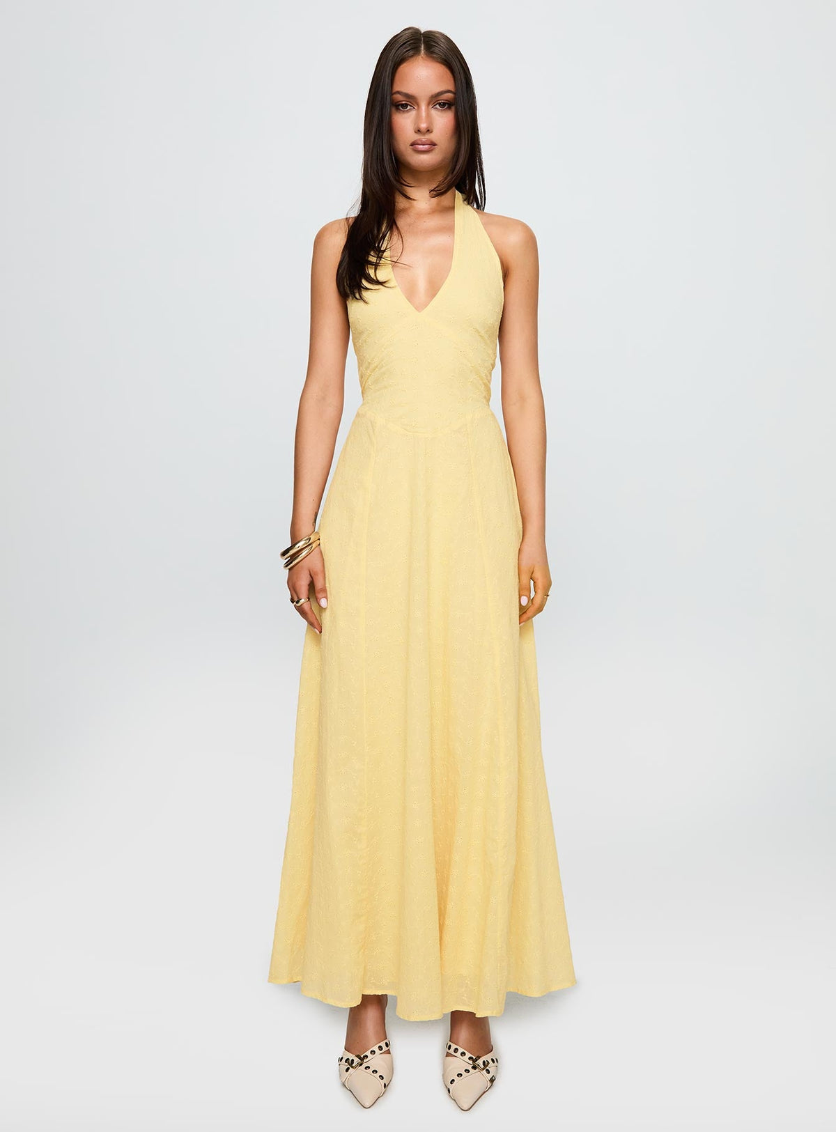 Summer State Halter Maxi Dress Yellow