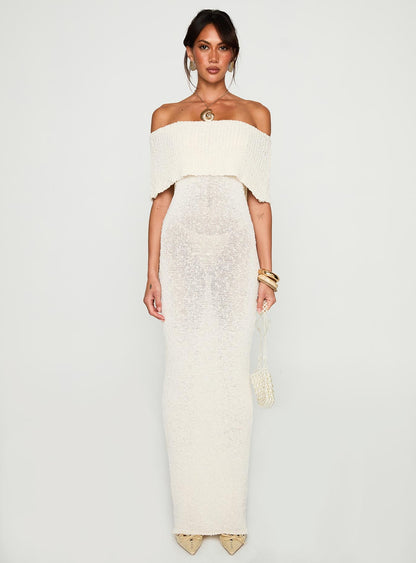 Nixen Strapless Knit Maxi Dress Cream