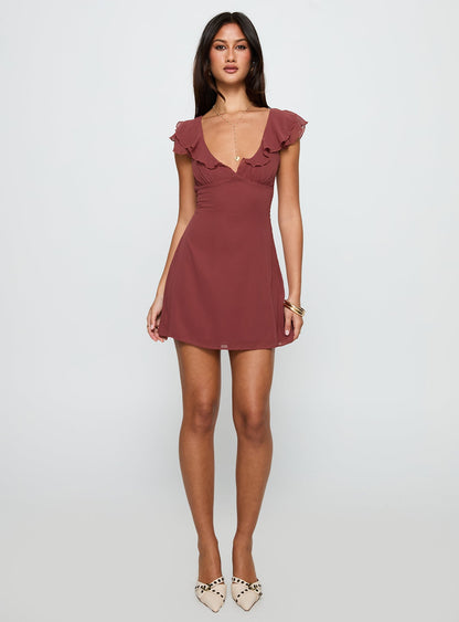 I Guess So Mini Dress Currant