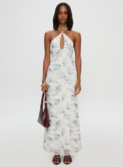 Walk On Water Halter Maxi Dress White