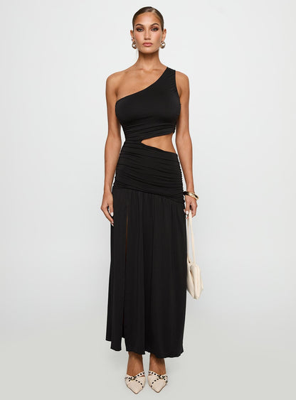 Magnetize Ruched Maxi Dress Black