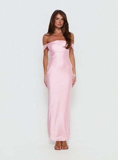 Azura Off The Shoulder Maxi Dress Pink