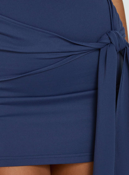 Daily Define Tie Waist Mini Dress Navy