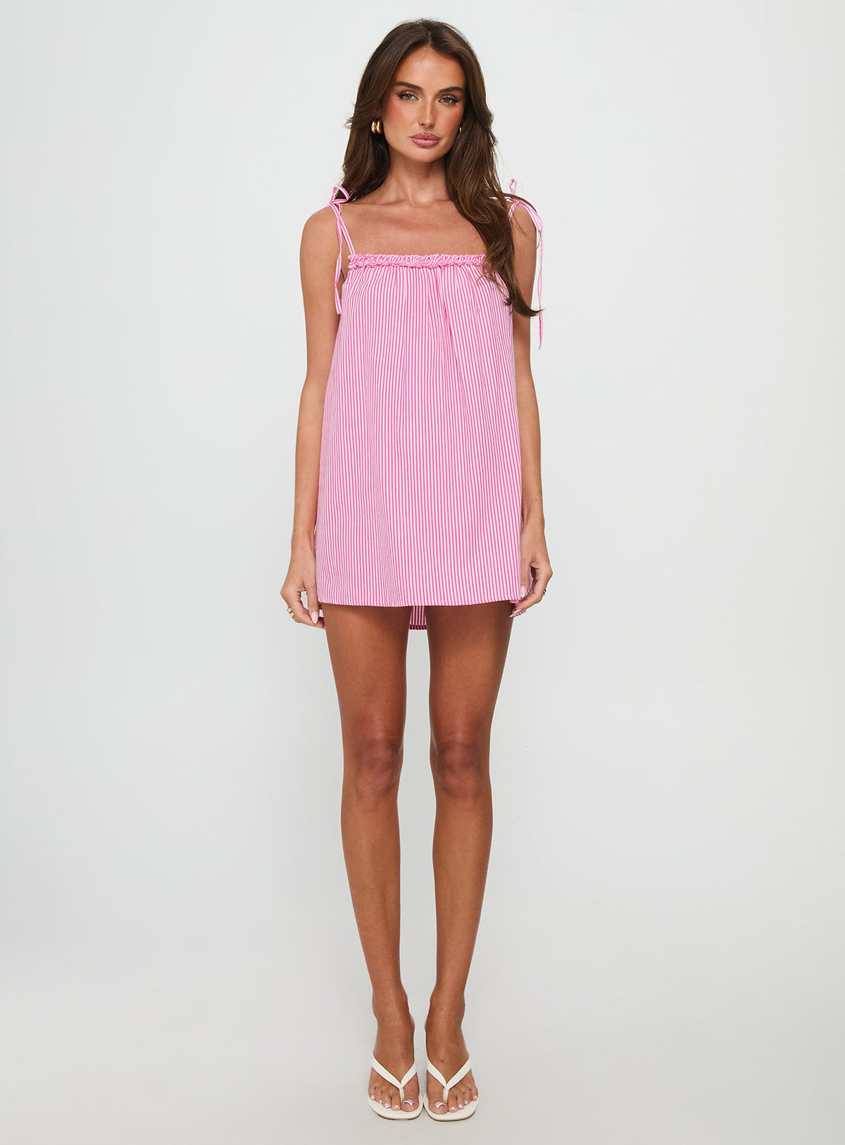 Little Wonders Frill Smock Mini Dress Pink Stripe