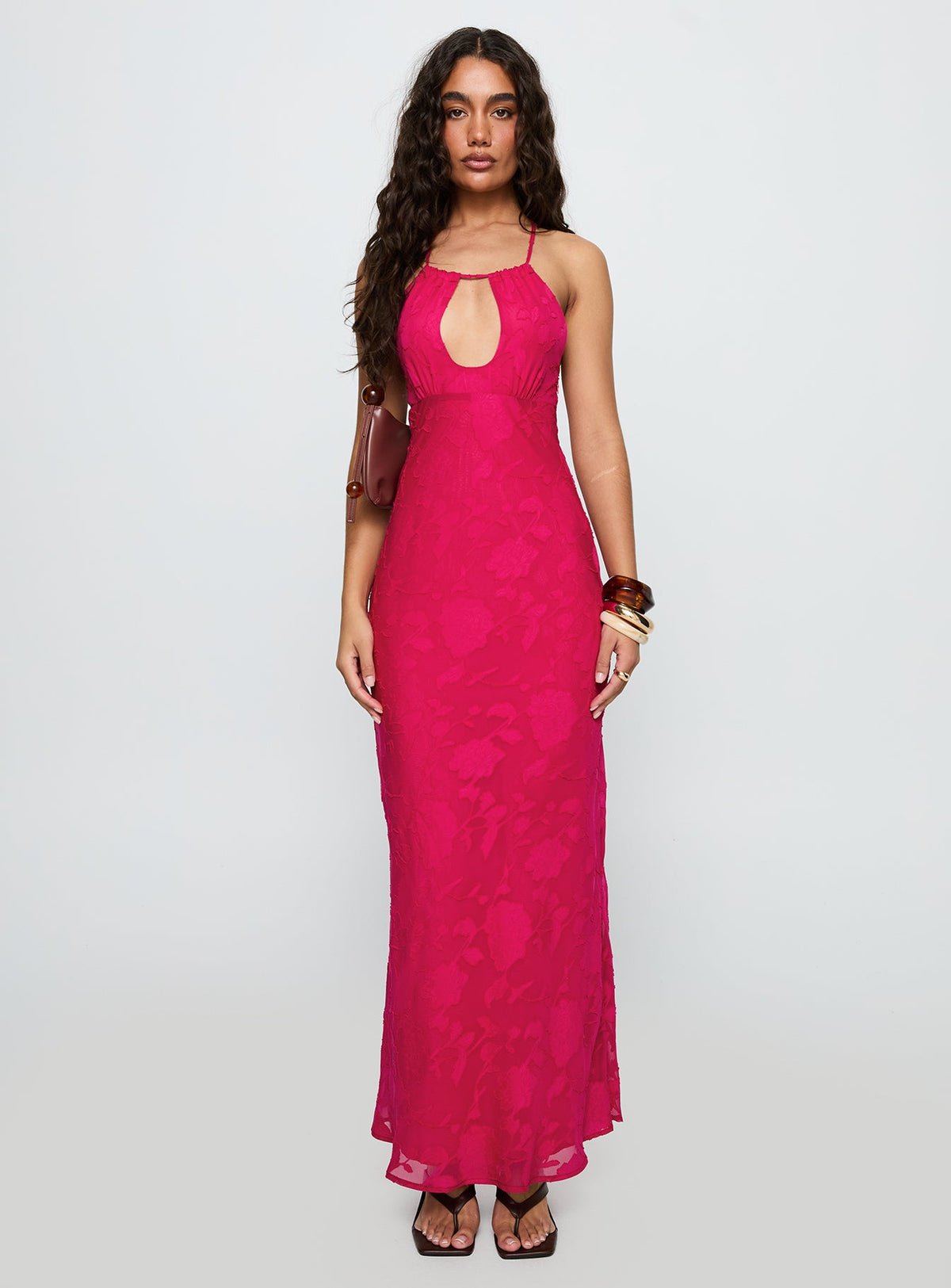 Magnetic Halter Maxi Dress Hot Pink