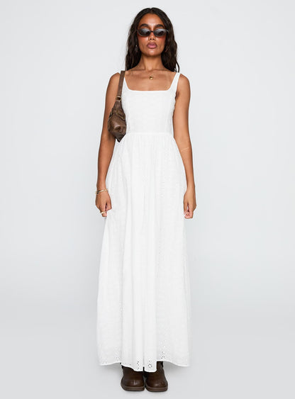 Cartmel Broderie Maxi Dress White