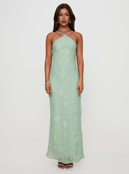 Zoelle Halter Maxi Dress Sage