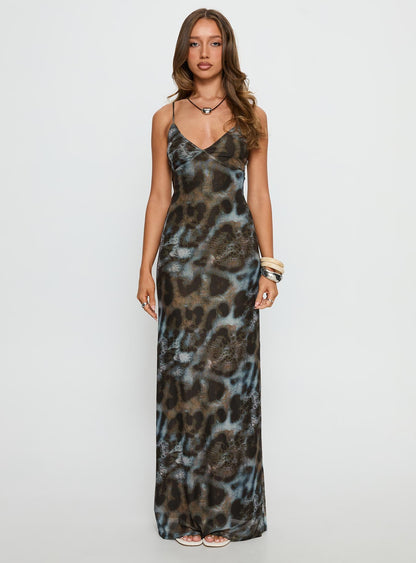 Saphrona V-neck Maxi Dress Leopard