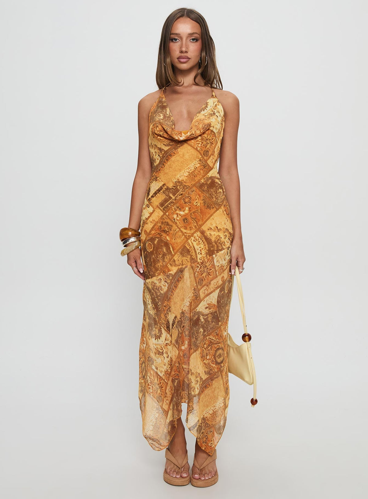 Lyanna Halter Cowl Neck Maxi Dress Multi