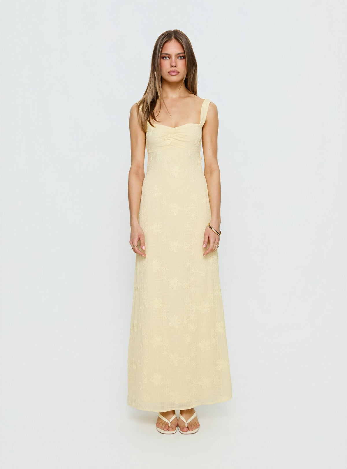 Maisone Broderie Maxi Dress Lemon