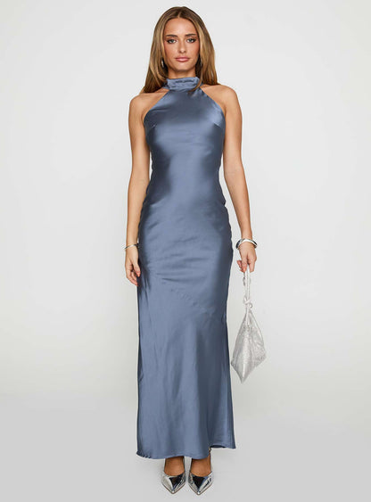 Mordecai Halter Maxi Dress Blue