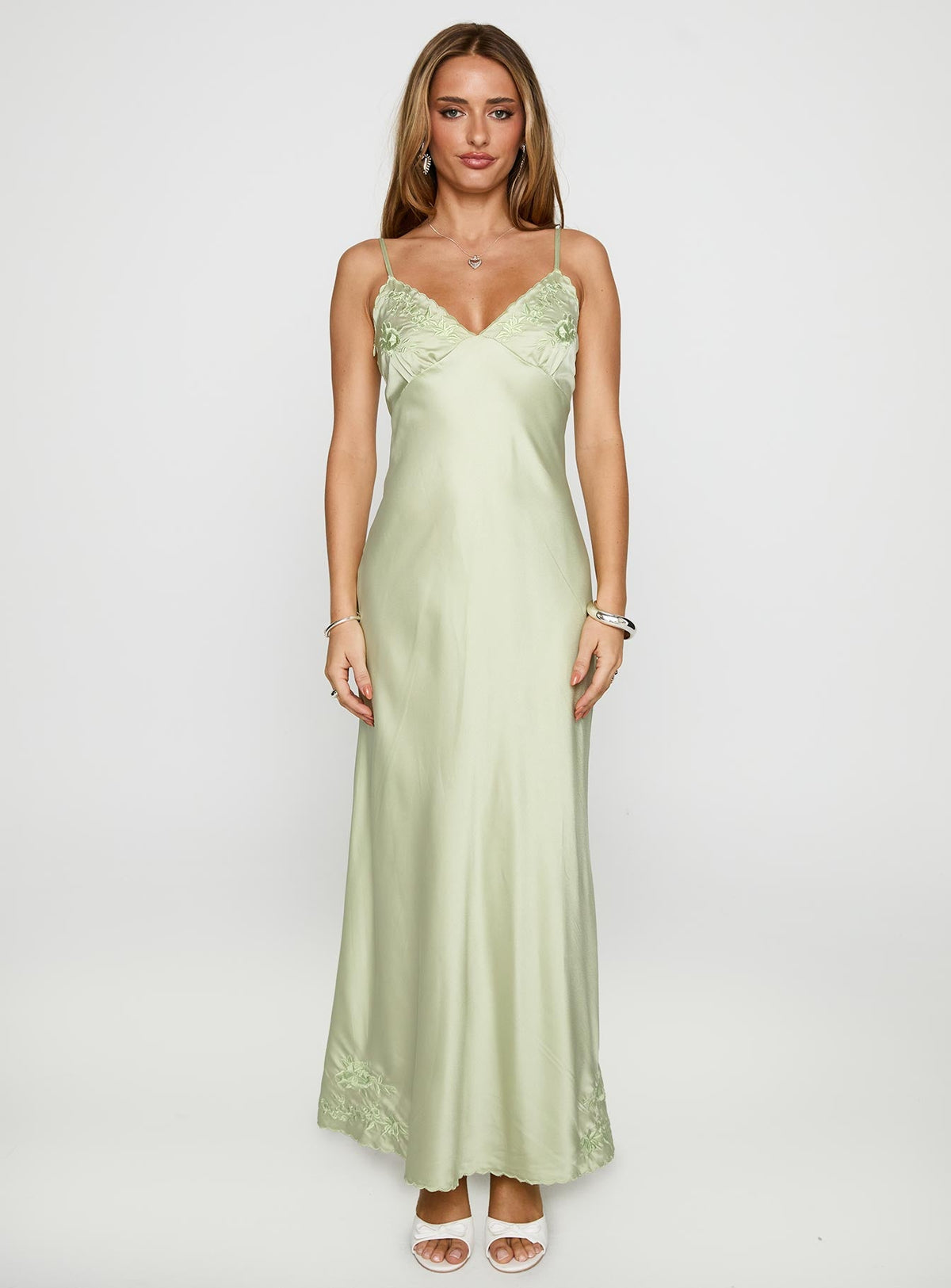 Cyrielle Embroidered Maxi Dress Sage