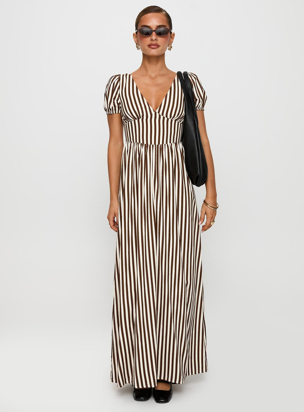 Collyns Maxi Dress Beige Pinstripe