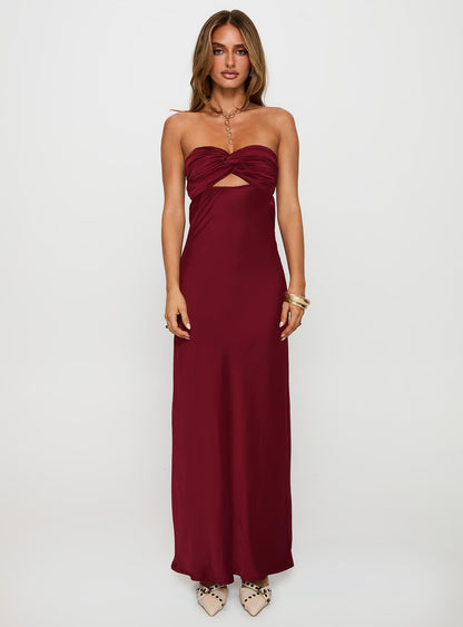 Faviola Strapless Maxi Dress Burgundy