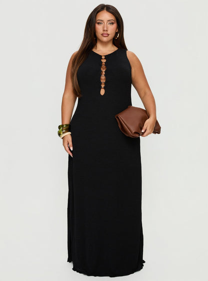 Dejonge Ring Sleeveless Maxi Dress Black Curve