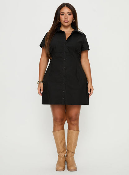 Motley Mini Dress Black Curve