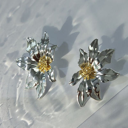 Metal Flower Stud Earrings