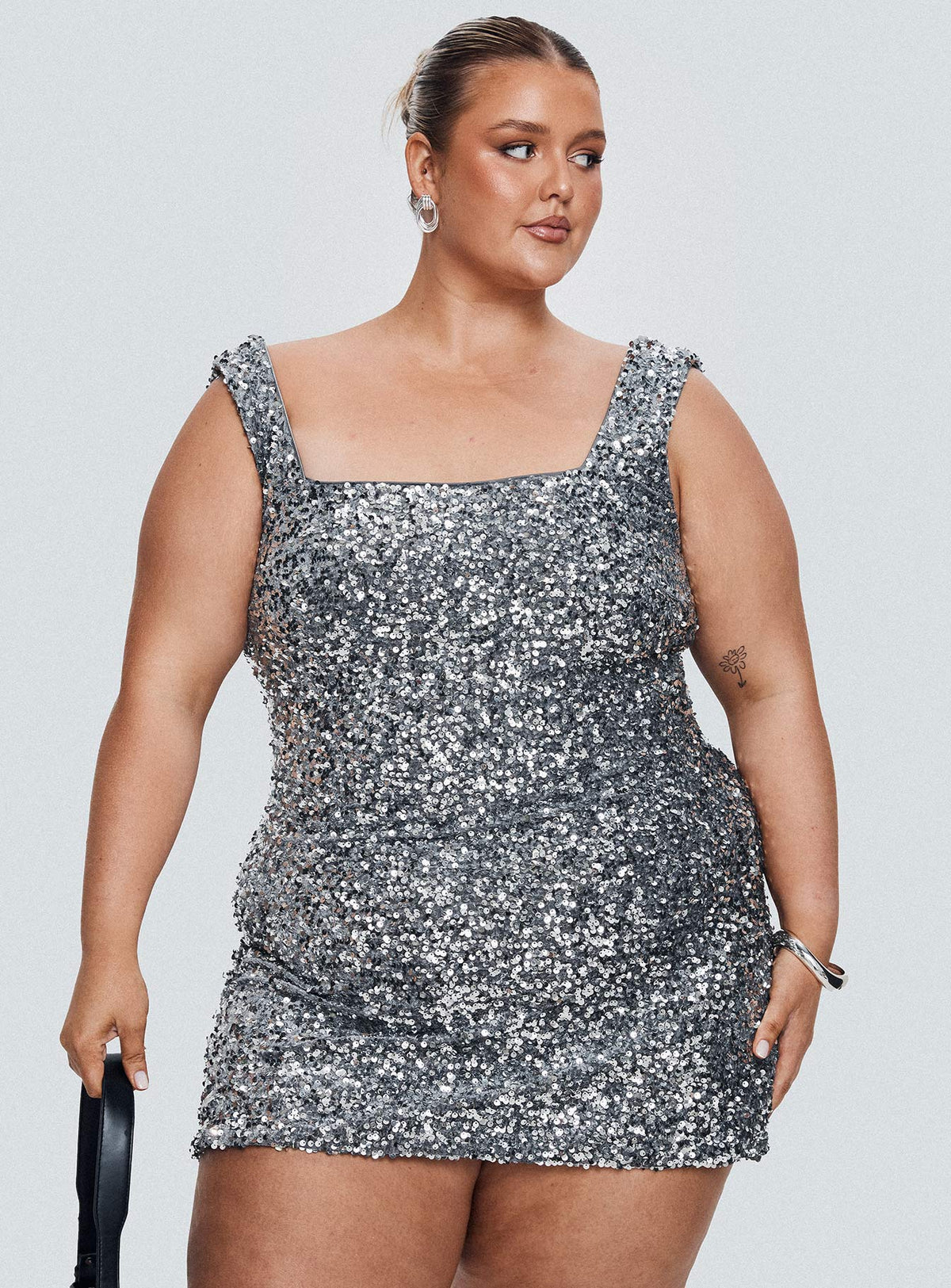 Miss Me Sequin Mini Dress Silver Curve